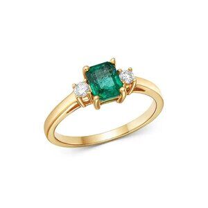 Bloomingdales emerald and diamond ring in 14k yellow gold